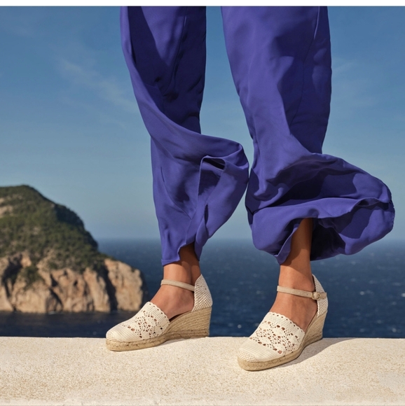 Browns Crochet Espadrille Sandal, cream Woven Fabric Jute Platform SZ 11 EU 41 - Picture 14 of 17